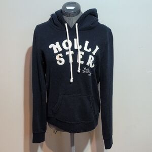 Hollister Dark Blue Hoodie with White Logo
